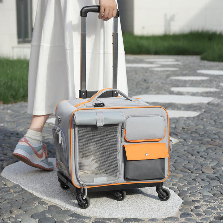 Portable Pet Trolley Backpack Stylish Anti Stress Travel Bag