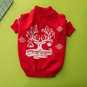 Christmas Tree Elk Pattern Pet Sweater Warm Festive Clothing