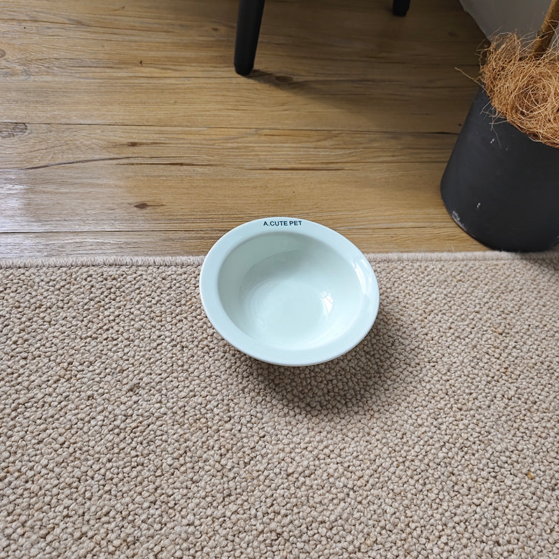 Ceramic Double Pet Bowl With Anti-Tip Elevated Stand
