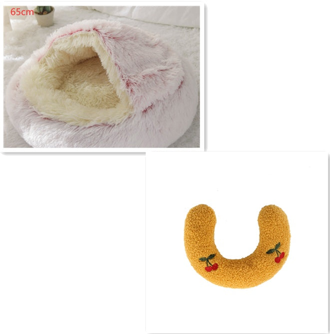 2-in-1 Round Plush Winter Pet Bed
