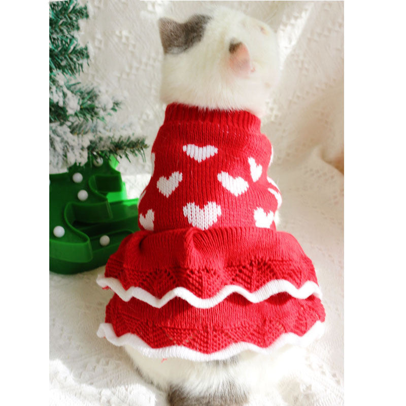 Festive Warm Pet Sweater Dress For New Year Celebration