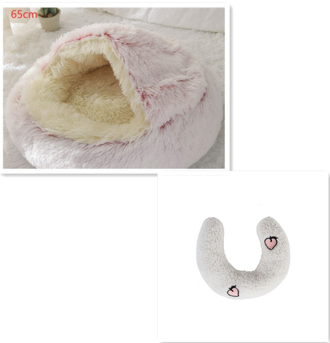 2-in-1 Round Plush Winter Pet Bed
