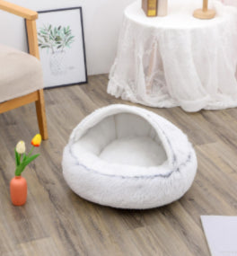 2-in-1 Round Plush Winter Pet Bed