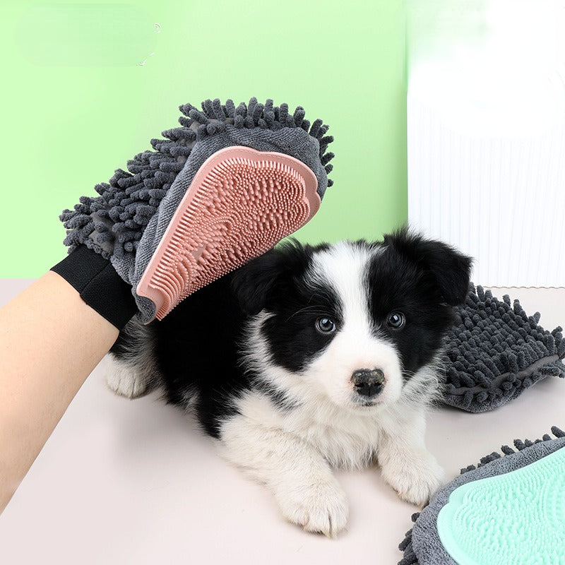 2-in-1 Pet Grooming Glove Bath Brush Massage Tool