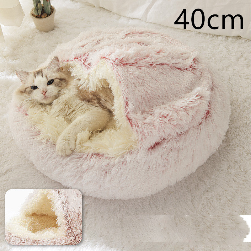 2-in-1 Round Plush Winter Pet Bed