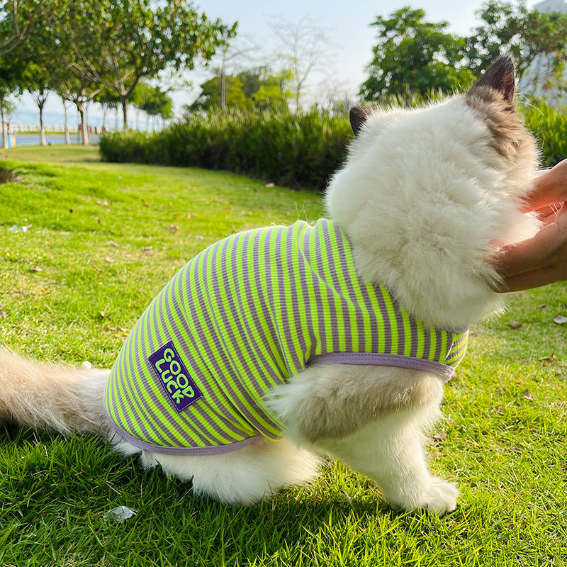 Cool Breathable Striped Pet Vest Clothing Lightweight Design