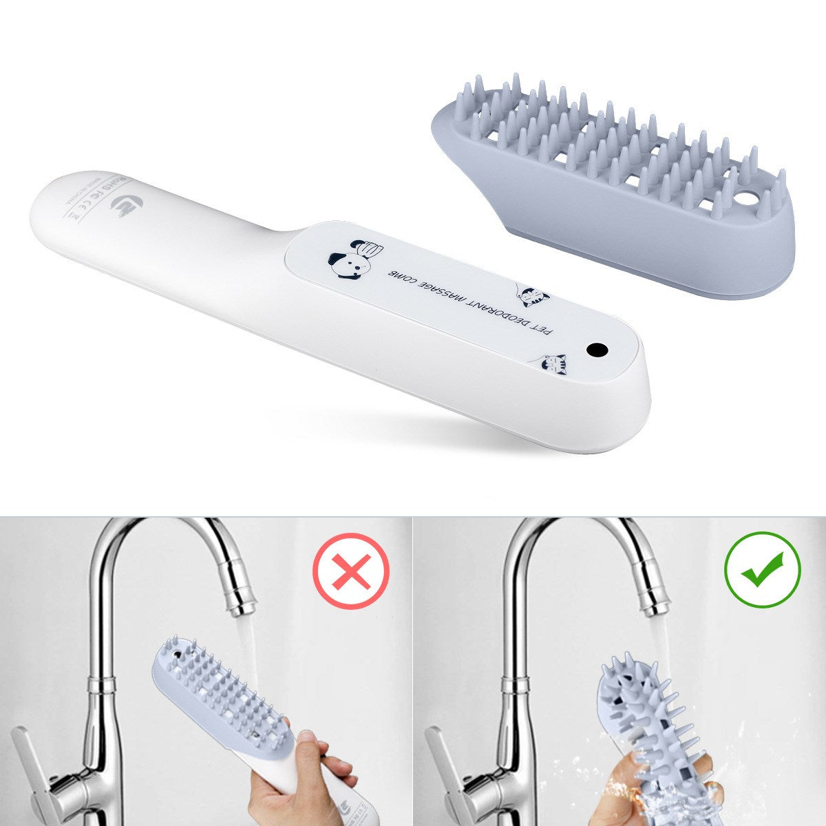 Pet Silicone Grooming Brush Massage Deodorizing Hair Removal Comb