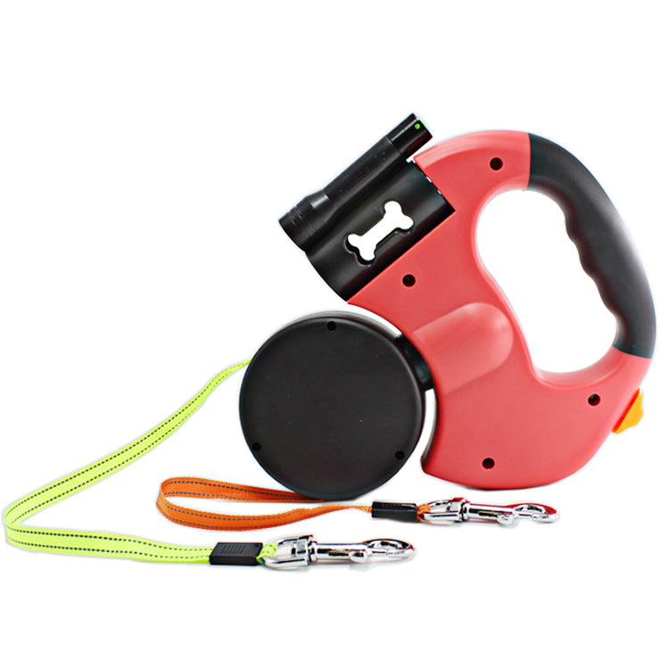 Dual-Headed Pet Leash with Flashlight
