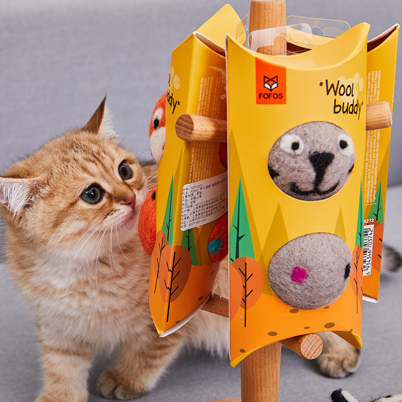 Colorful Felt Stretch Pet Ball Toy With Bell Sound