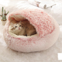 2-in-1 Round Plush Winter Pet Bed