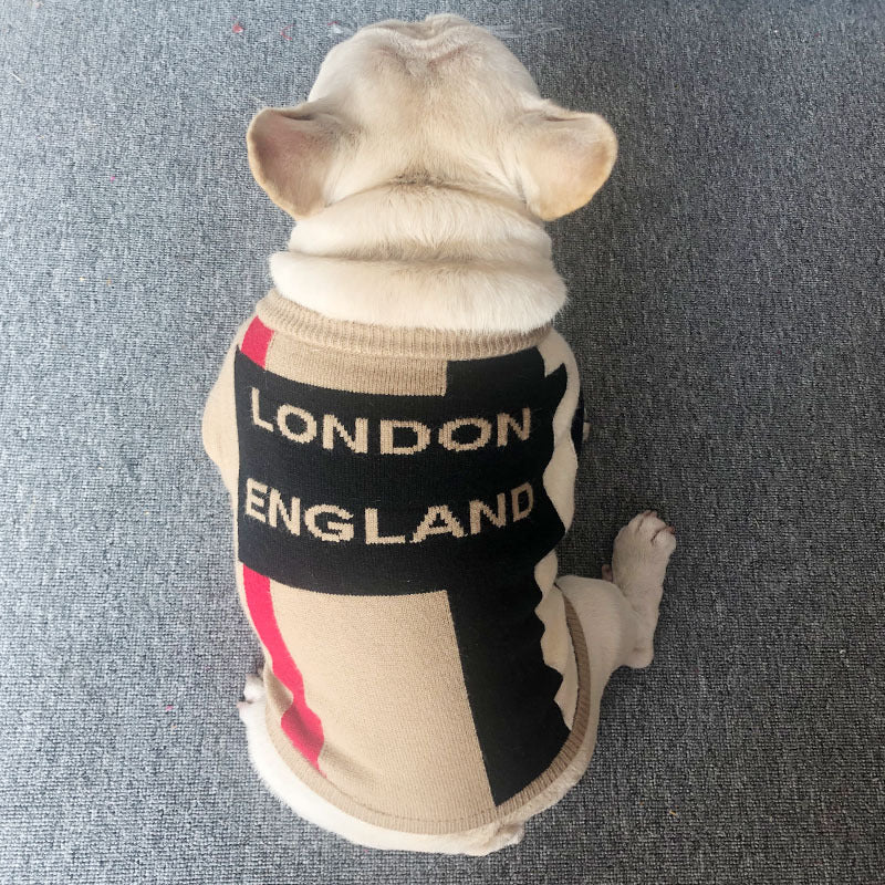 British Check Crew Neck Pet Sweater Costume
