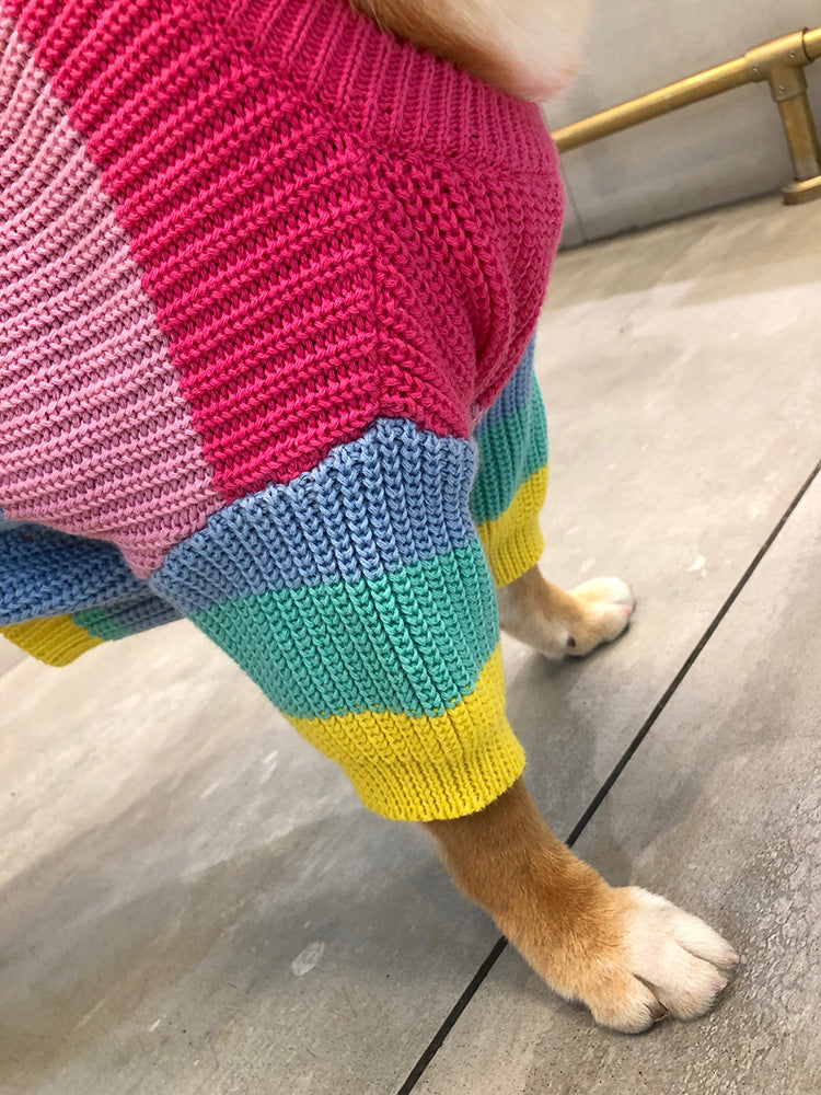 Rainbow Pet Sweater Colorful Soft Comfortable Design
