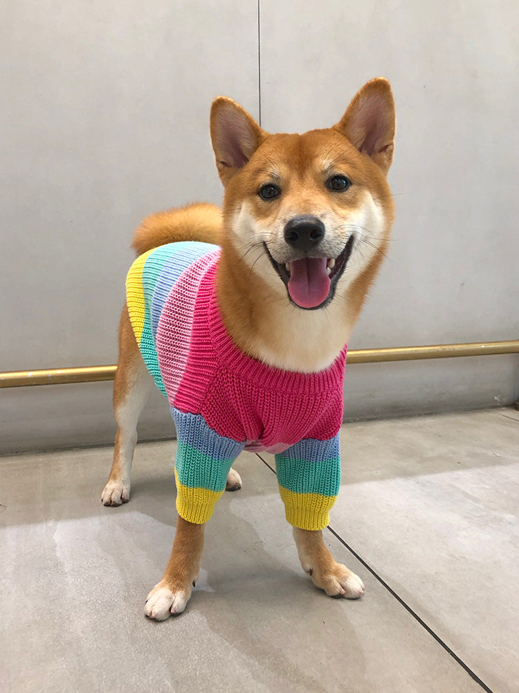 Rainbow Pet Sweater Colorful Soft Comfortable Design