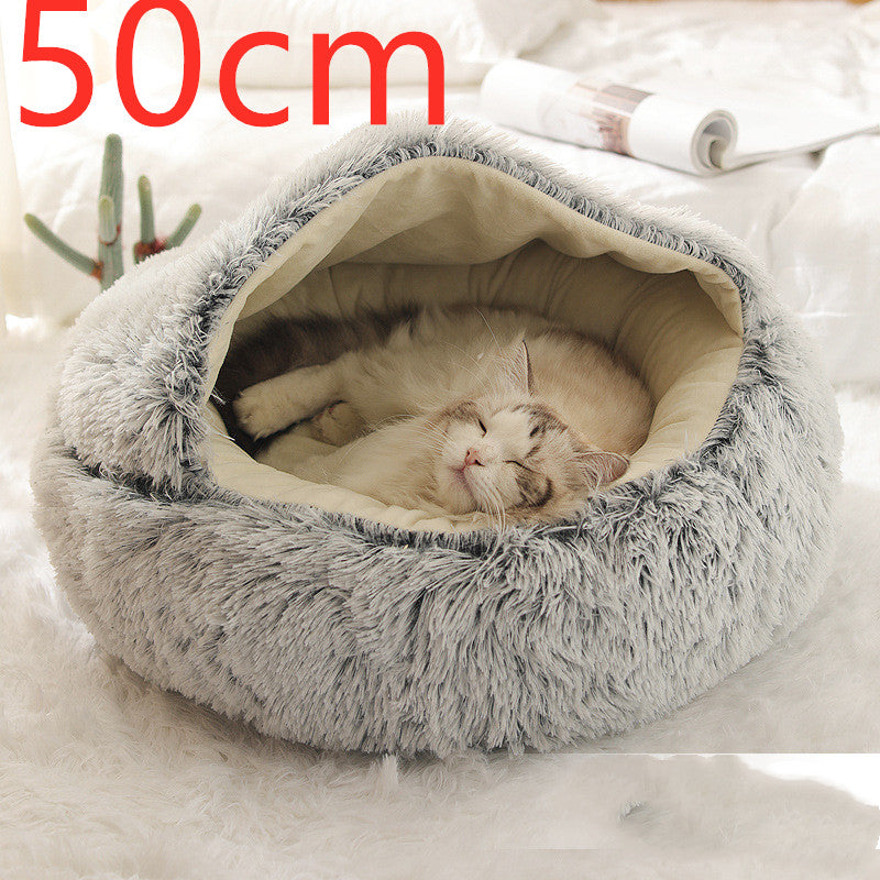 2-in-1 Round Plush Winter Pet Bed