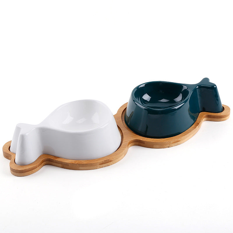 Glass Fish Bowl with Wooden Stand