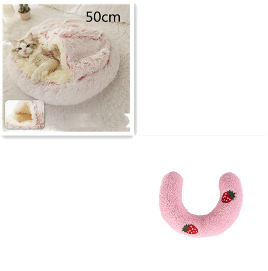 2-in-1 Round Plush Winter Pet Bed
