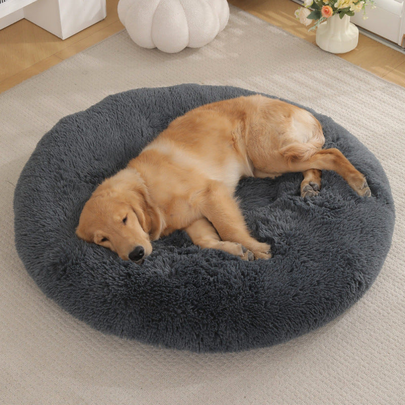 Round Plush Warm Pet Bed Mat For Comfortable Sleep