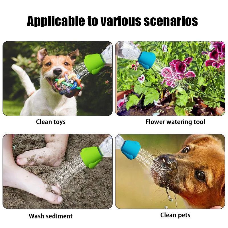 Pet Bath Sprayer Portable Silicone Shower Head Water Bottle Nozzle