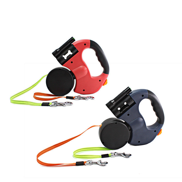 Dual-Headed Pet Leash with Flashlight