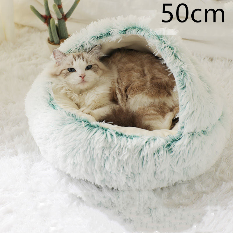 2-in-1 Round Plush Winter Pet Bed