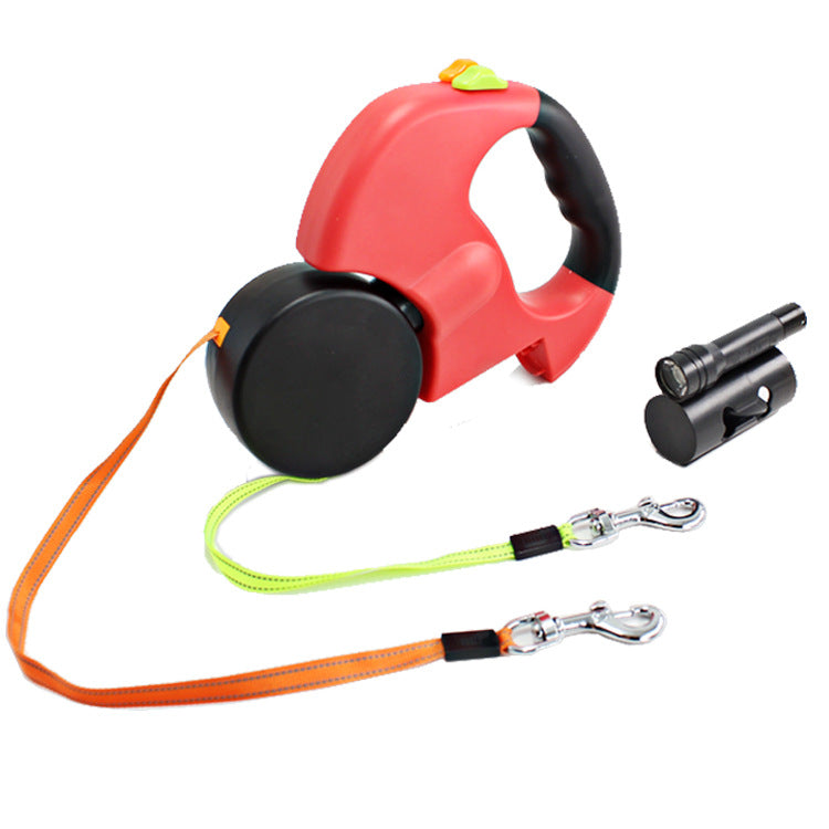 Dual-Headed Pet Leash with Flashlight