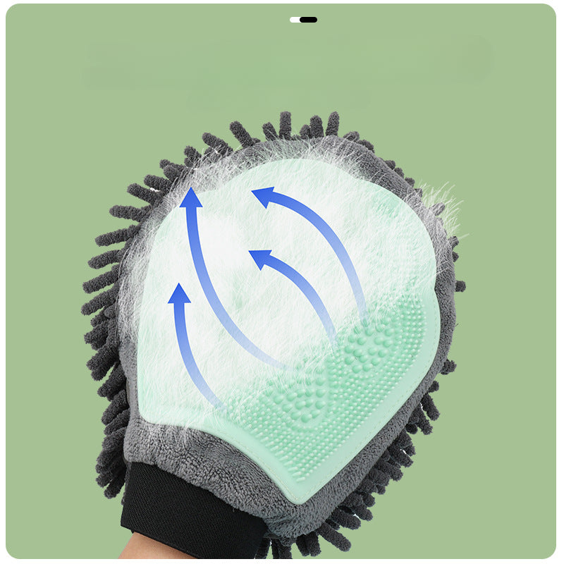 2-in-1 Pet Grooming Glove Bath Brush Massage Tool