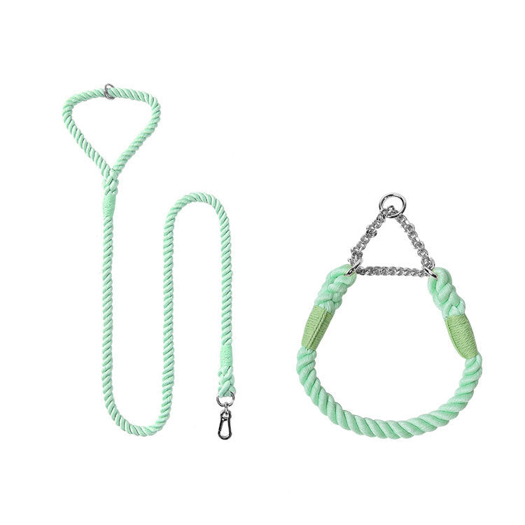 Woven Cotton Pet Leash And Collar Set