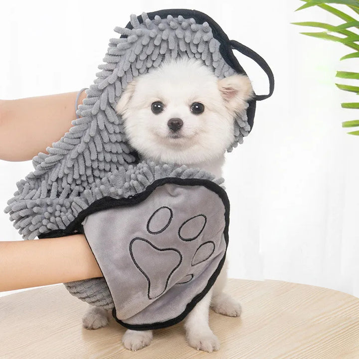 Microfiber Pet Bath Towel Quick Dry Absorbent With Hand Pockets