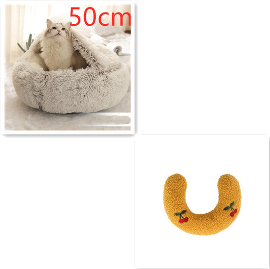 2-in-1 Round Plush Winter Pet Bed