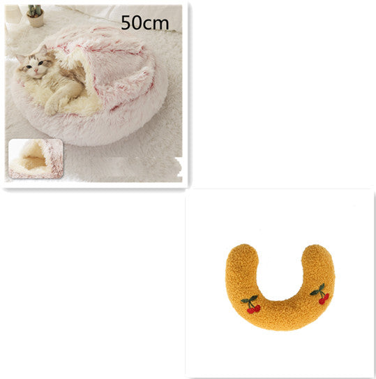 2-in-1 Round Plush Winter Pet Bed