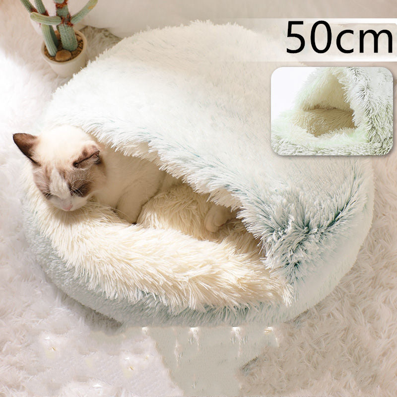 2-in-1 Round Plush Winter Pet Bed