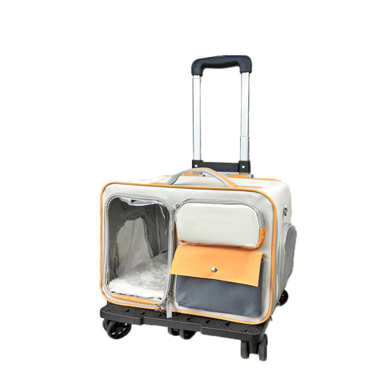 Portable Pet Trolley Backpack Stylish Anti Stress Travel Bag