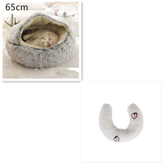 2-in-1 Round Plush Winter Pet Bed