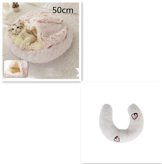 2-in-1 Round Plush Winter Pet Bed
