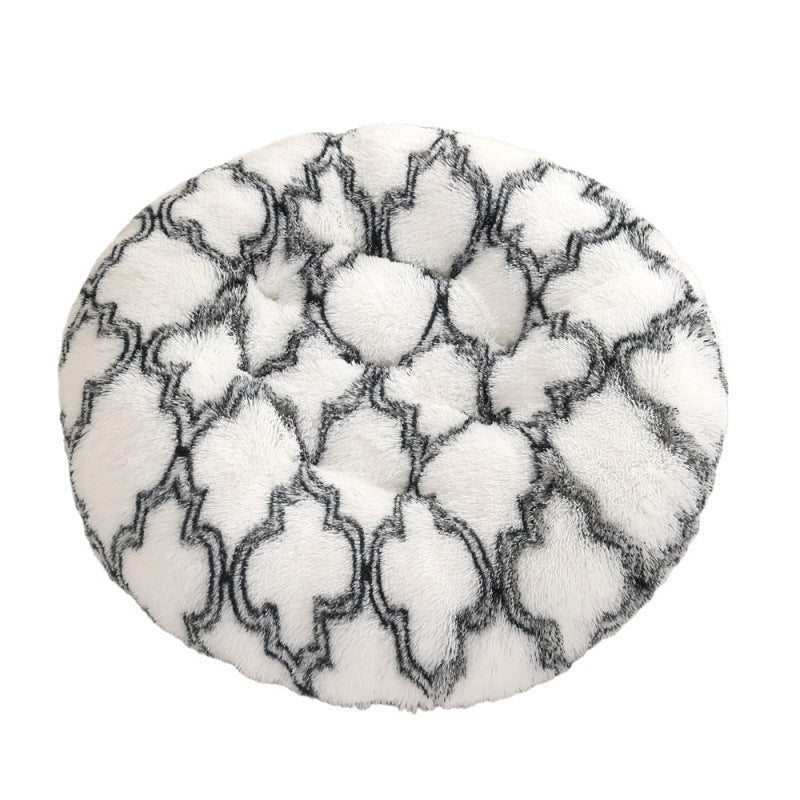 Round Plush Warm Pet Bed Mat For Comfortable Sleep