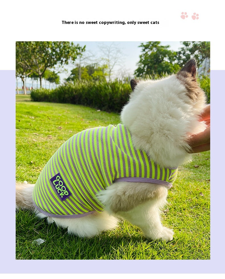 Cool Breathable Striped Pet Vest Clothing Lightweight Design