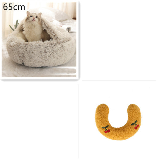 2-in-1 Round Plush Winter Pet Bed