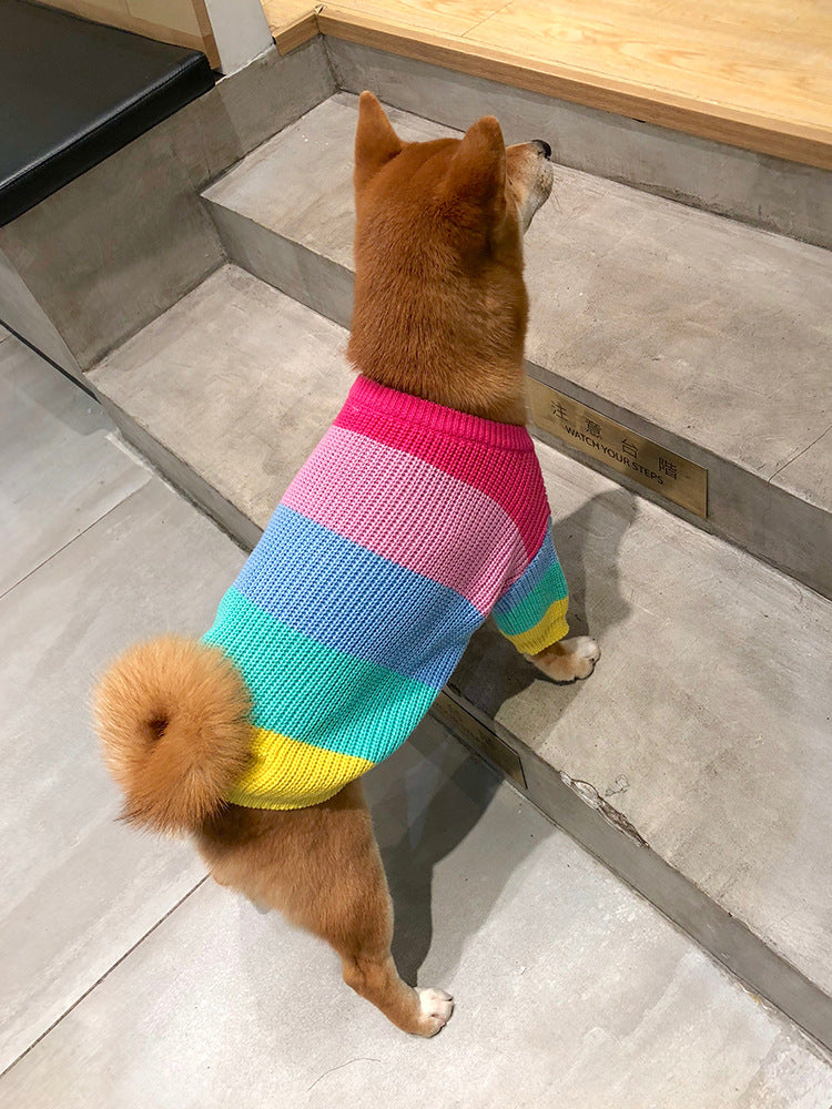 Rainbow Pet Sweater Colorful Soft Comfortable Design