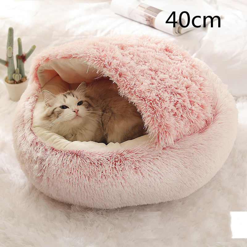 2-in-1 Round Plush Winter Pet Bed