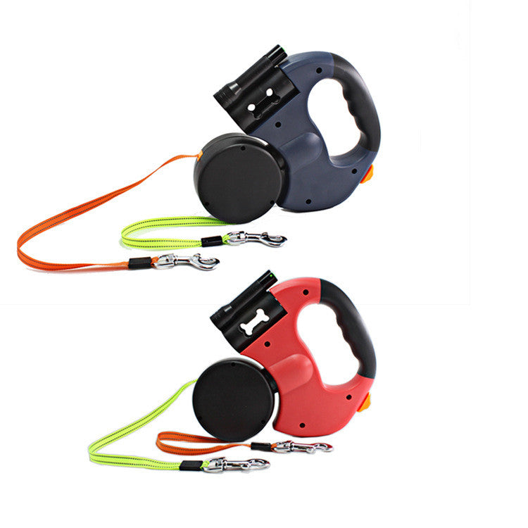 Dual-Headed Pet Leash with Flashlight