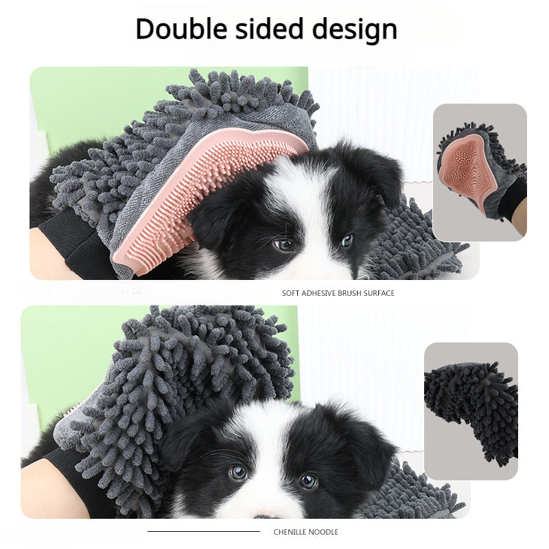 2-in-1 Pet Grooming Glove Bath Brush Massage Tool