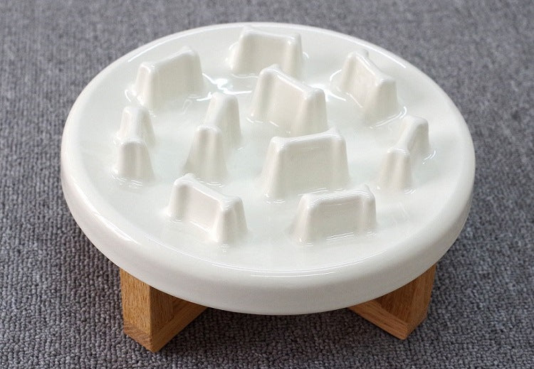 Tilted Solid Wood Double Pet Bowl