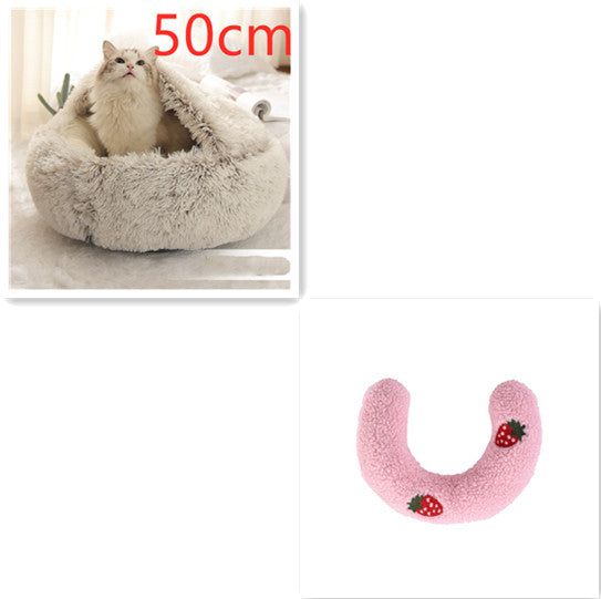 2-in-1 Round Plush Winter Pet Bed