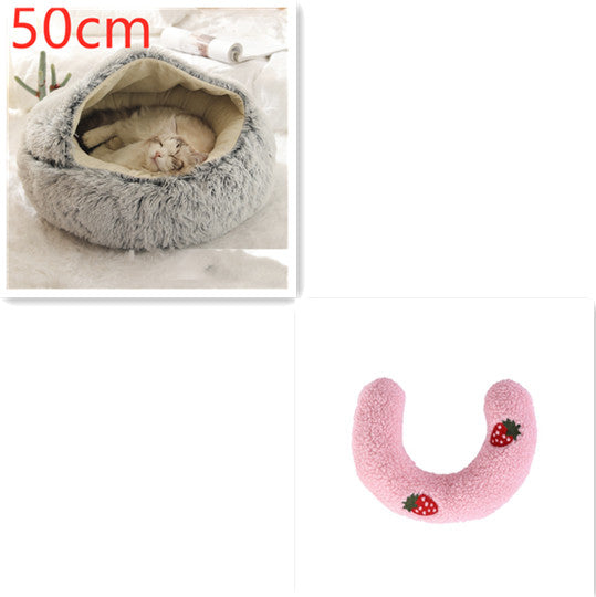 2-in-1 Round Plush Winter Pet Bed