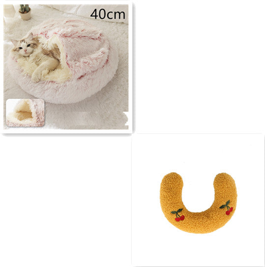 2-in-1 Round Plush Winter Pet Bed