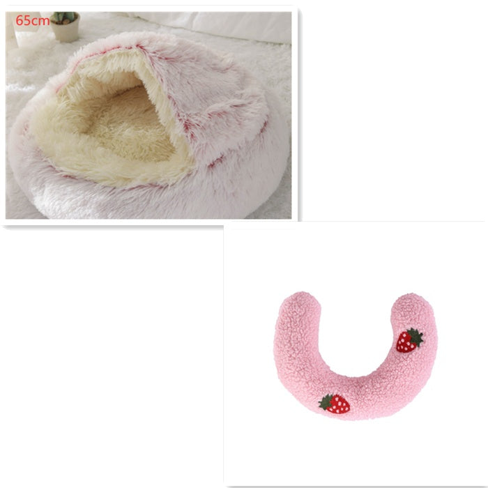 2-in-1 Round Plush Winter Pet Bed