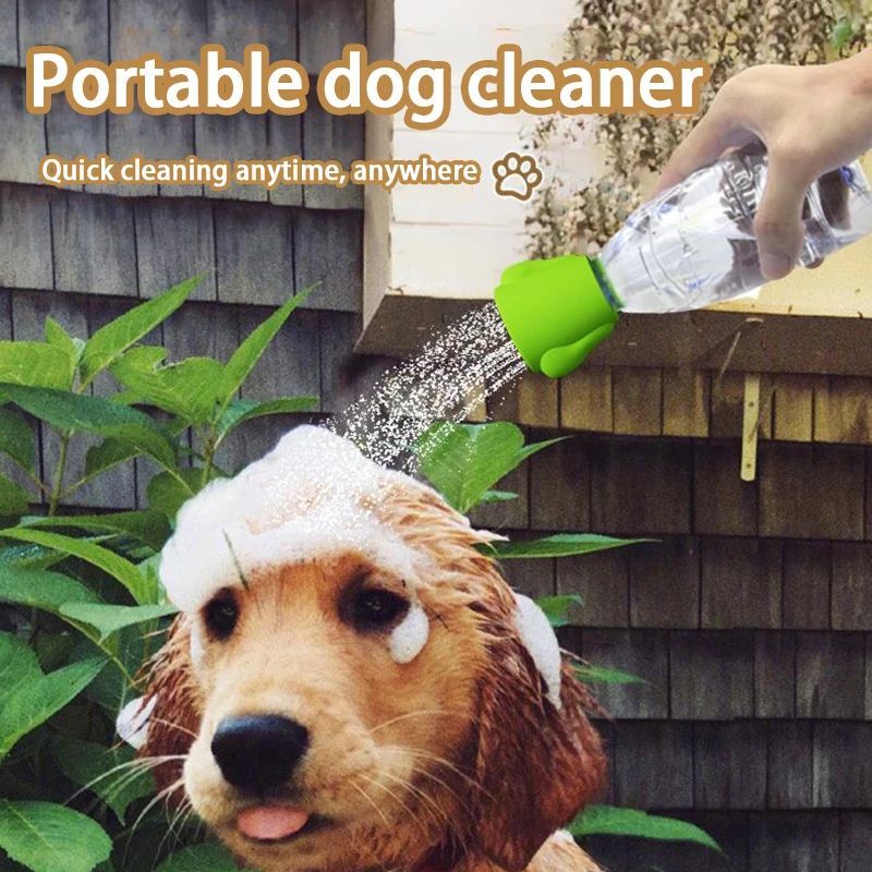 Pet Bath Sprayer Portable Silicone Shower Head Water Bottle Nozzle