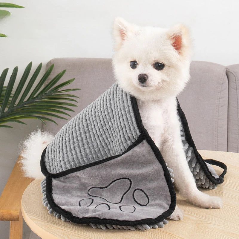 Microfiber Pet Bath Towel Quick Dry Absorbent With Hand Pockets