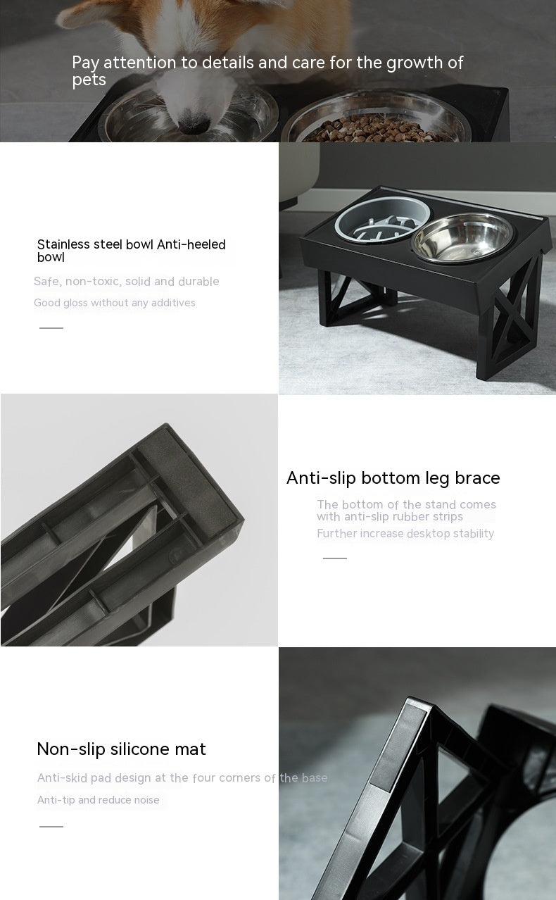 Adjustable Elevated Stainless Steel Slow Feed Pet Bowl