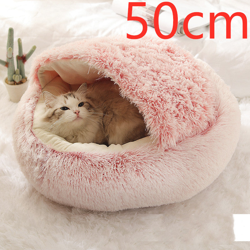 2-in-1 Round Plush Winter Pet Bed